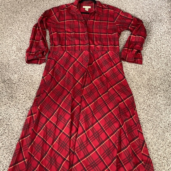 Eddie beuer plaid  cotton blend midi dress button front long sleeves holiday - Picture 4 of 15